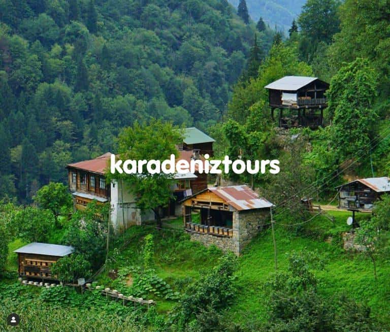 Şelaleye yakın, orman içinde konforlu bungalovlar ve dağ manzarası, Karadeniz Turları için ideal dinlenme noktası.