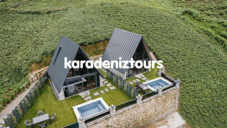 Lüks Karadeniz bungalov evleri, Rize çıkışlı doğa ve deniz manzarasıyla eşsiz tatil deneyimi.